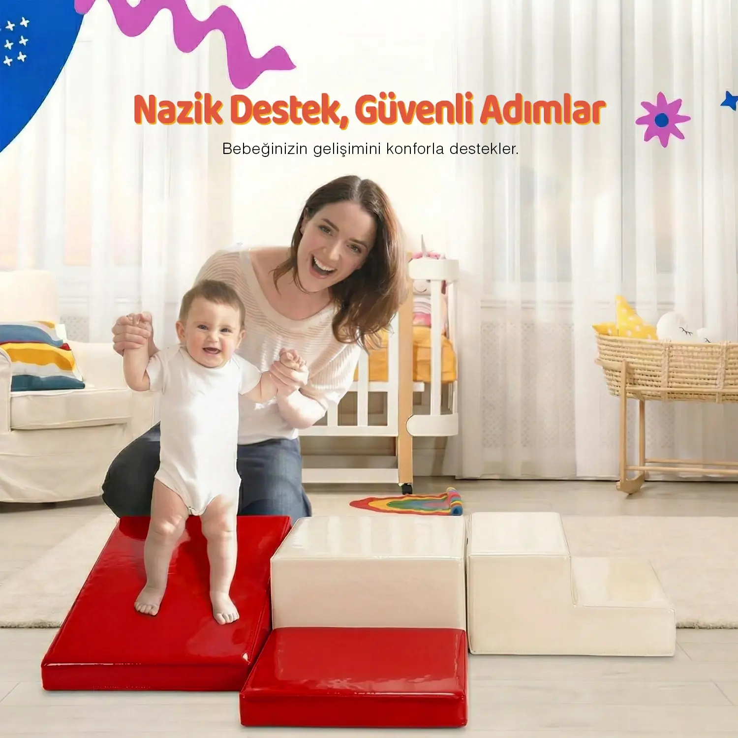 4 parça yumuşak Montessori bebek tırmanma ve aktivite seti